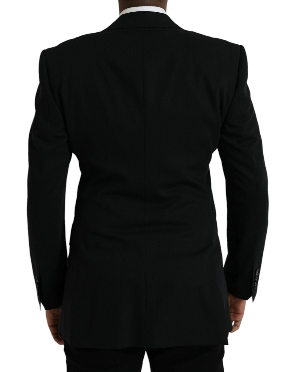 Dolce & Gabbana Black Wool Peak Single Breasted Coat Blazer for men