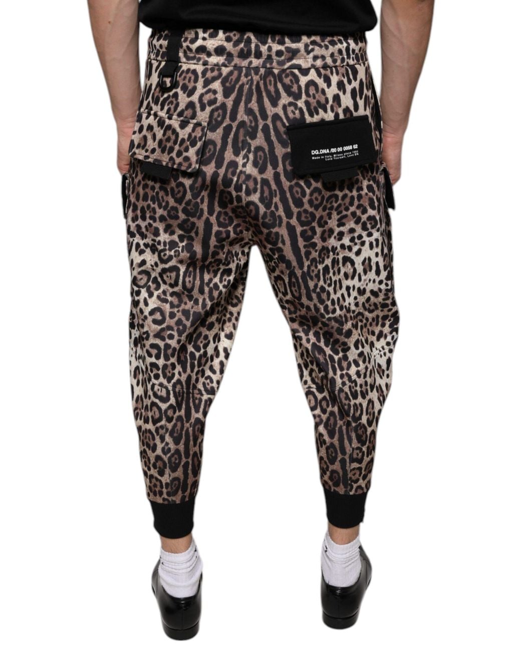 Dolce & Gabbana Black Leopard Polyester Jogger Pants for men