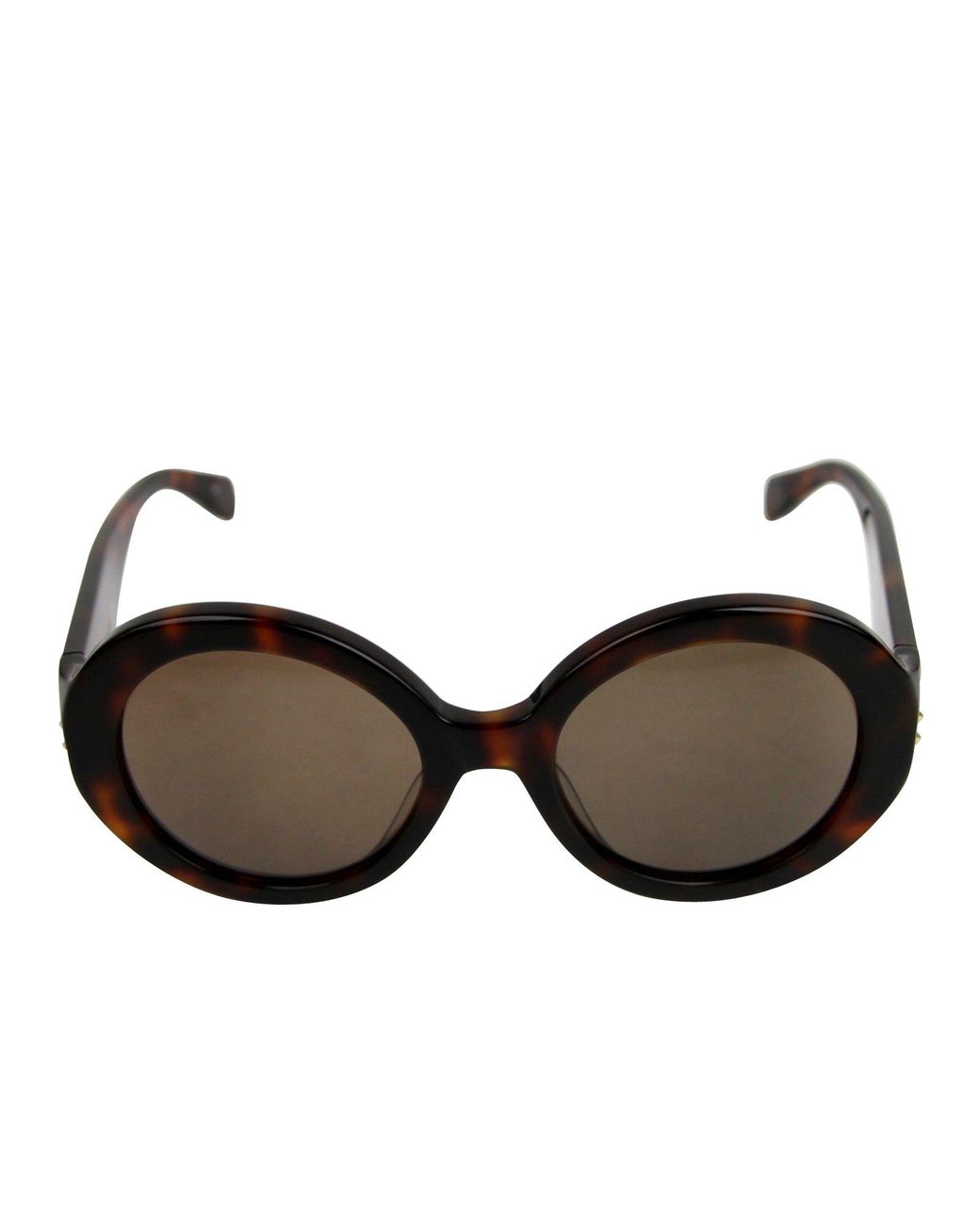 McQueen Brown Plastic Acetate Round Sunglasses