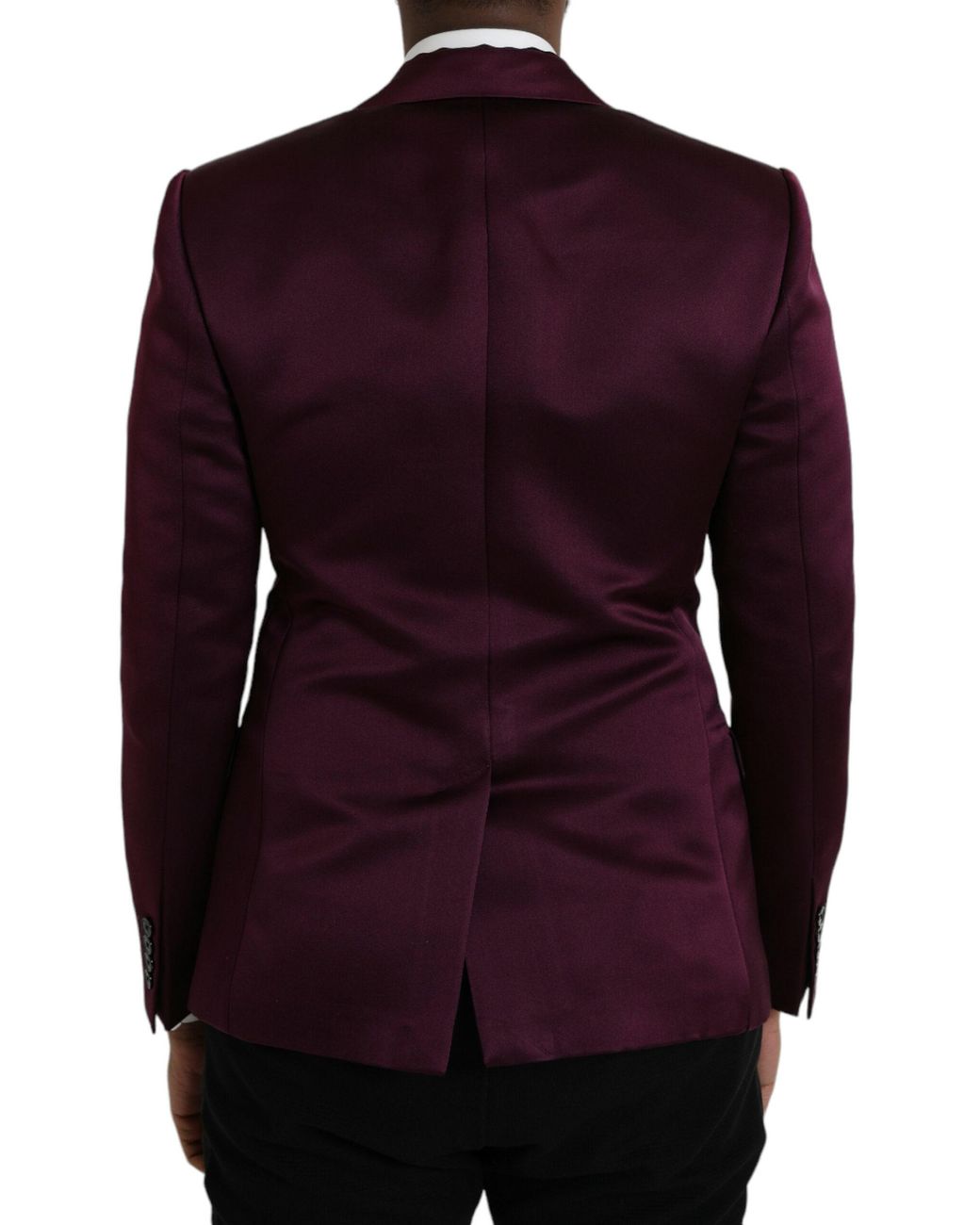 Dolce & Gabbana Purple Silk Single Breasted Coat Blazer for men