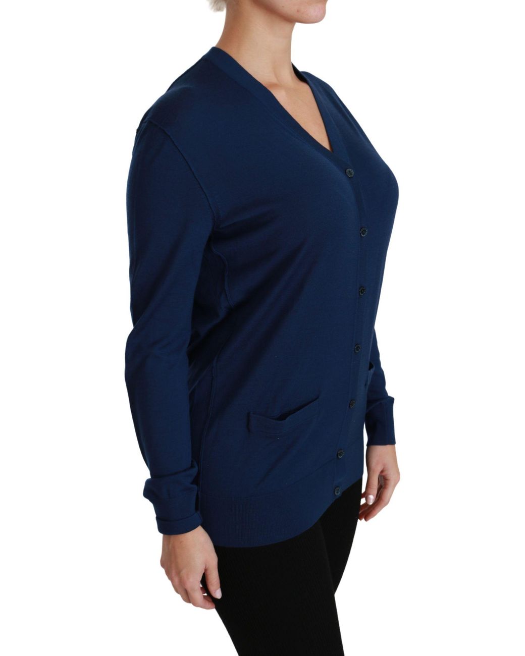 Dolce & Gabbana Blue Button Cardigan Virgin Wool Sweater