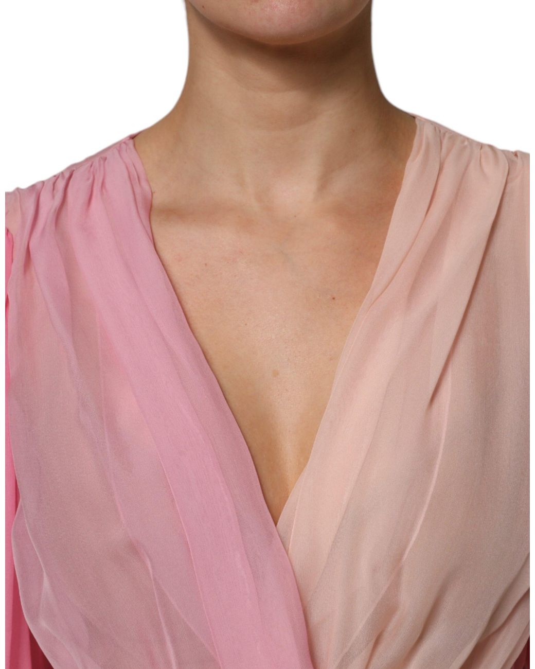 Dolce & Gabbana Red Silk Chiffon Blouse Ombre