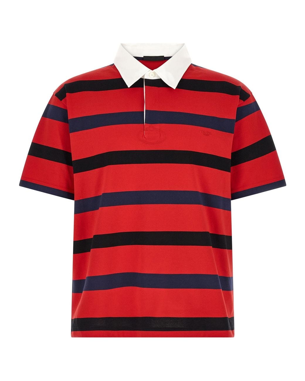 Prada Red Cotton Polo Shirt for men