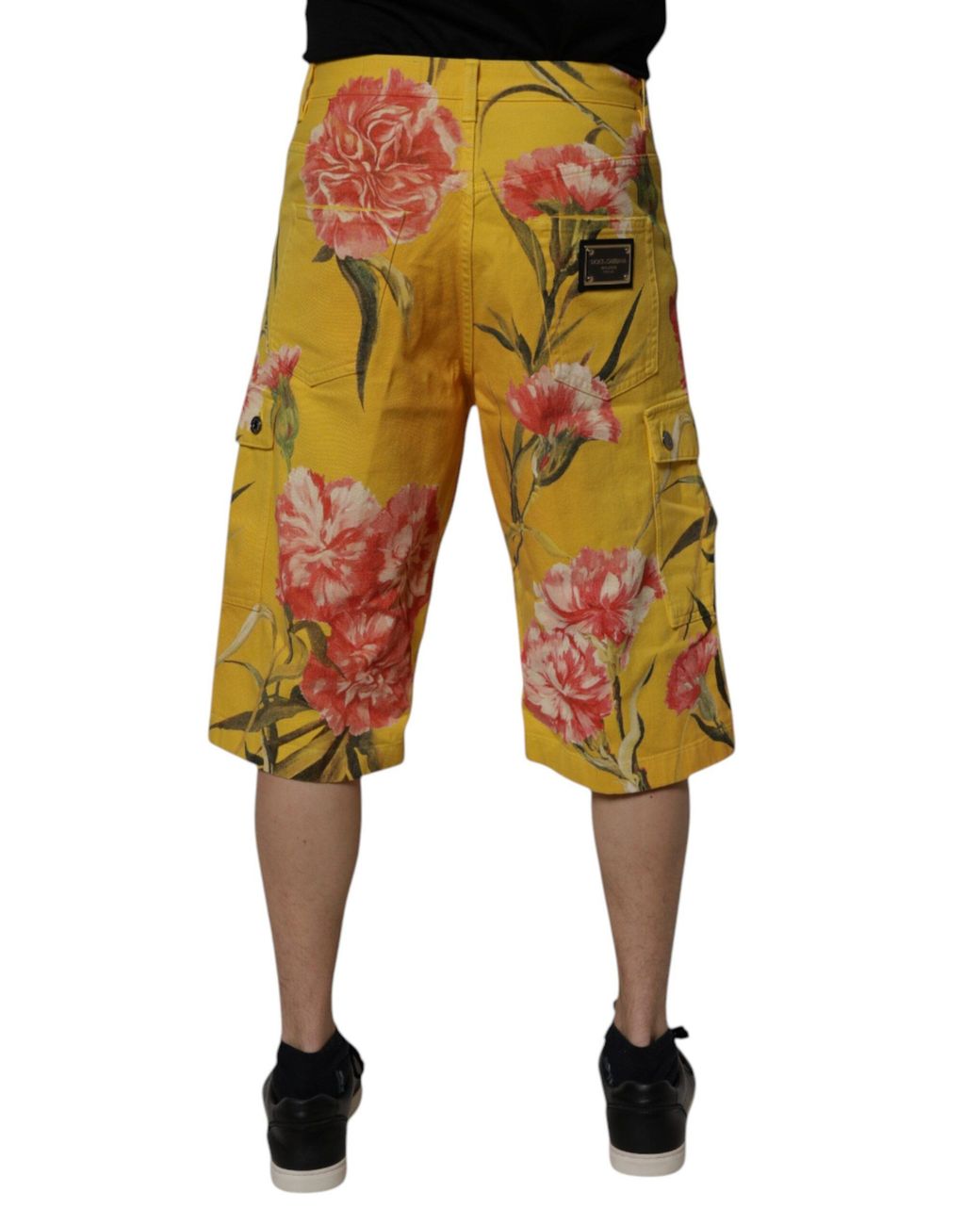 Dolce & Gabbana Yellow Floral Cargo Shorts for men