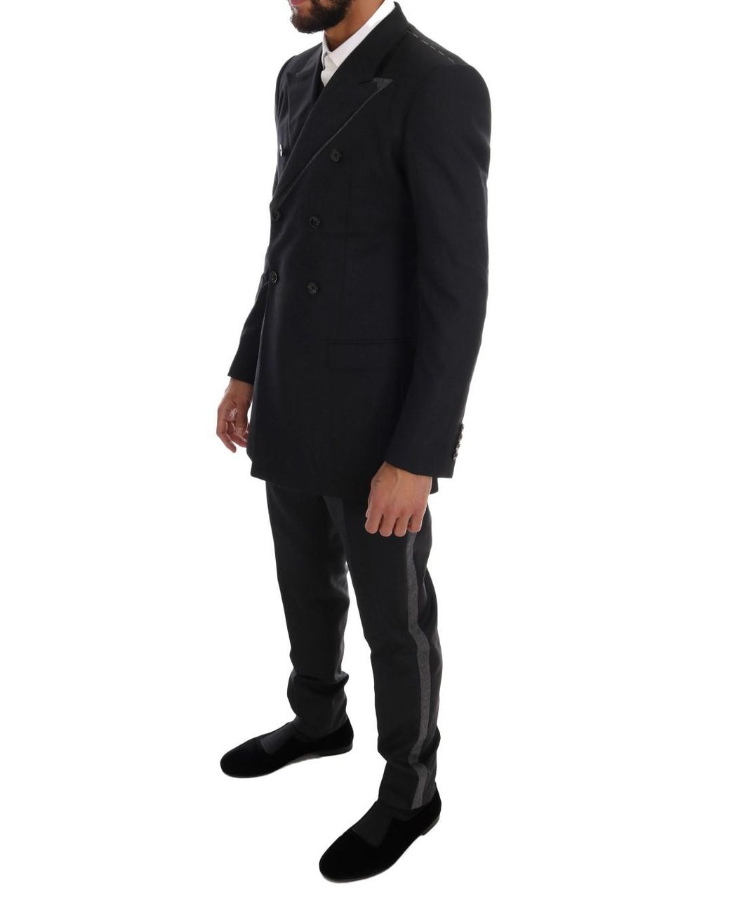 Dolce & Gabbana Black Wool Double Breasted 3 Piece Suit for men