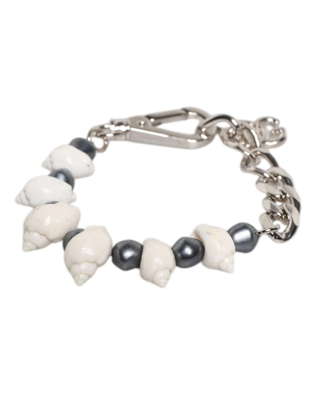 Dolce & Gabbana Metallic Tone Brass Beaded Shell Dg Logo Pendant Bracelet for men