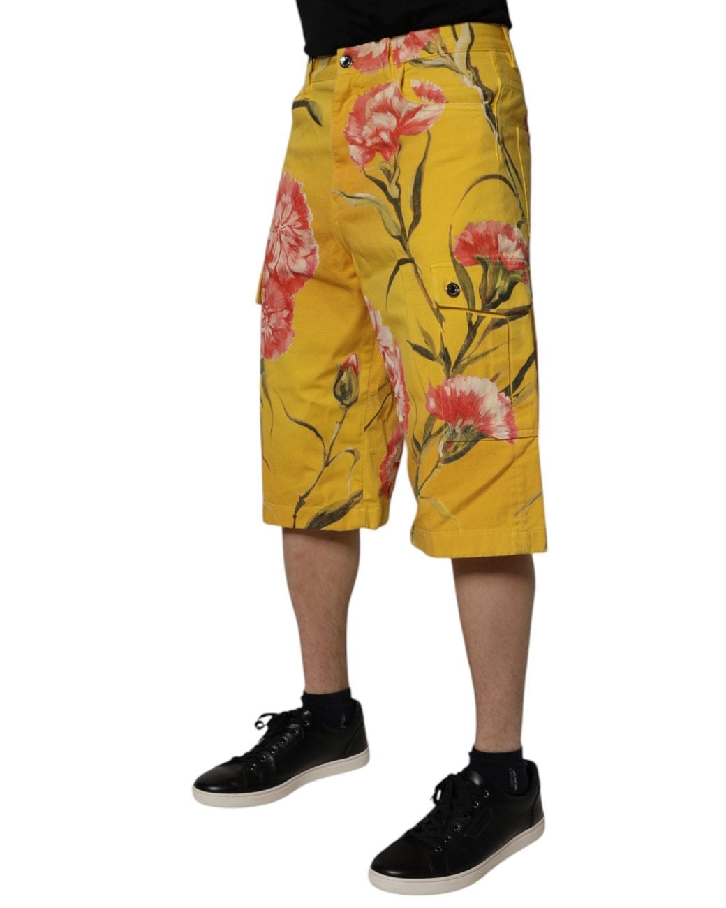 Dolce & Gabbana Yellow Floral Cargo Shorts for men