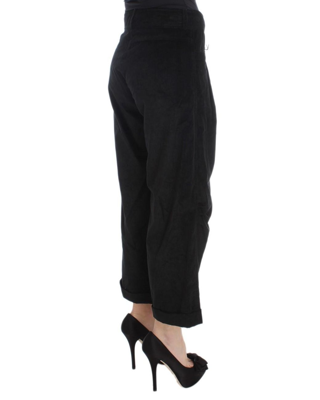 Ermanno Scervino Black Velvet Cotton Capri Bootcut Pants