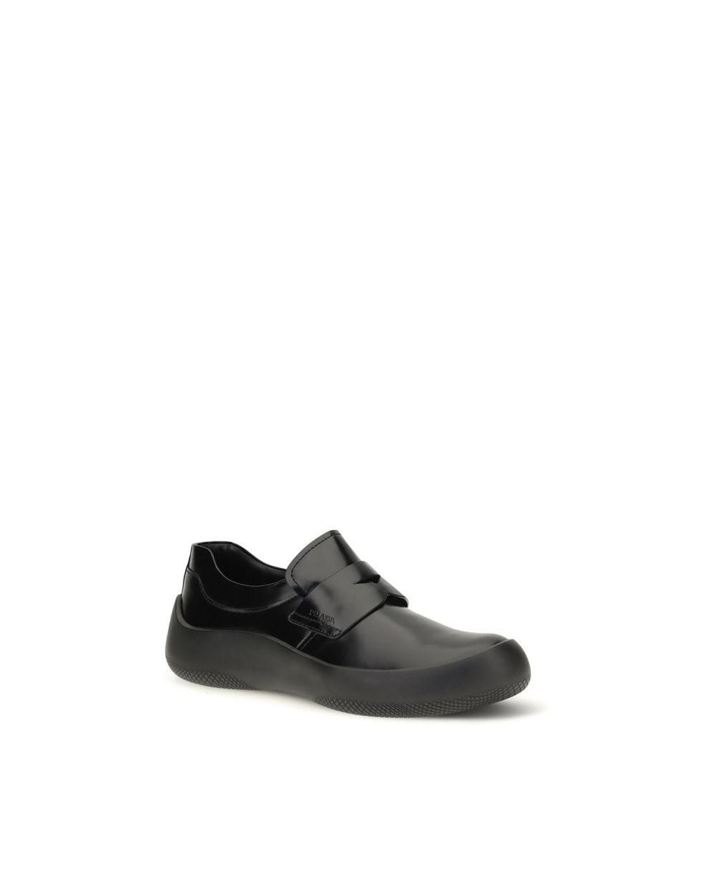 Prada Black Calf Leather Bos Taurus Slip-On Loafers for men