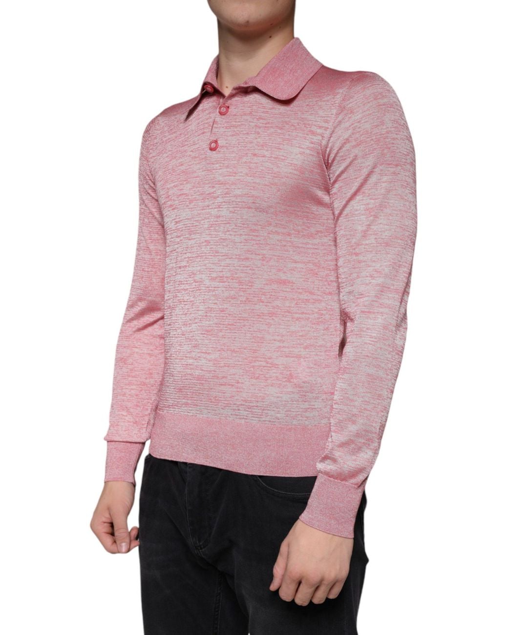 Dolce & Gabbana Pink Polyester Long Sleeve Polo T-Shirt for men
