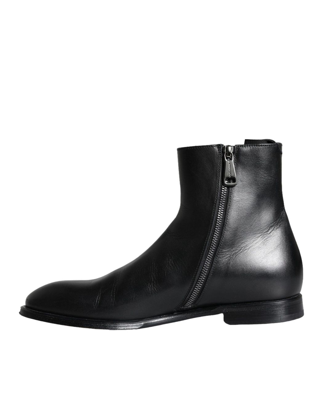 Dolce & Gabbana Black Calf Leather Ankle Boots Shoes for men