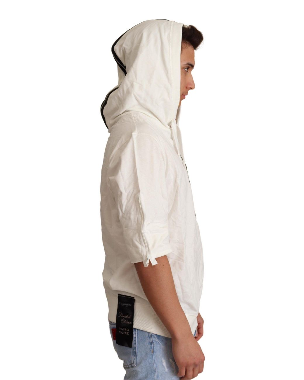Dolce & Gabbana Natural Exquisite Off- Cotton Hooded Sweater for men
