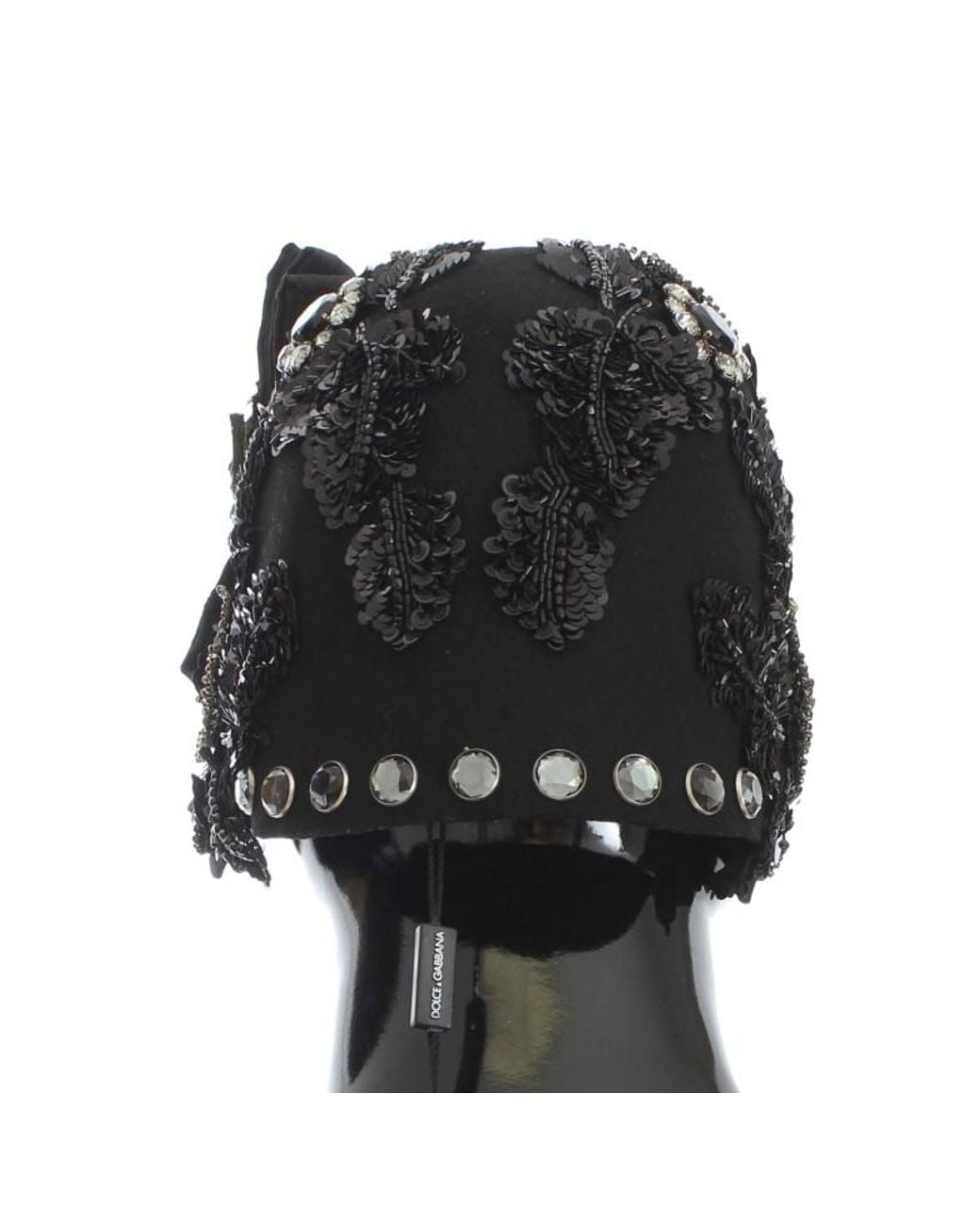 Dolce & Gabbana Black Crystal Cherries Brooch Hat