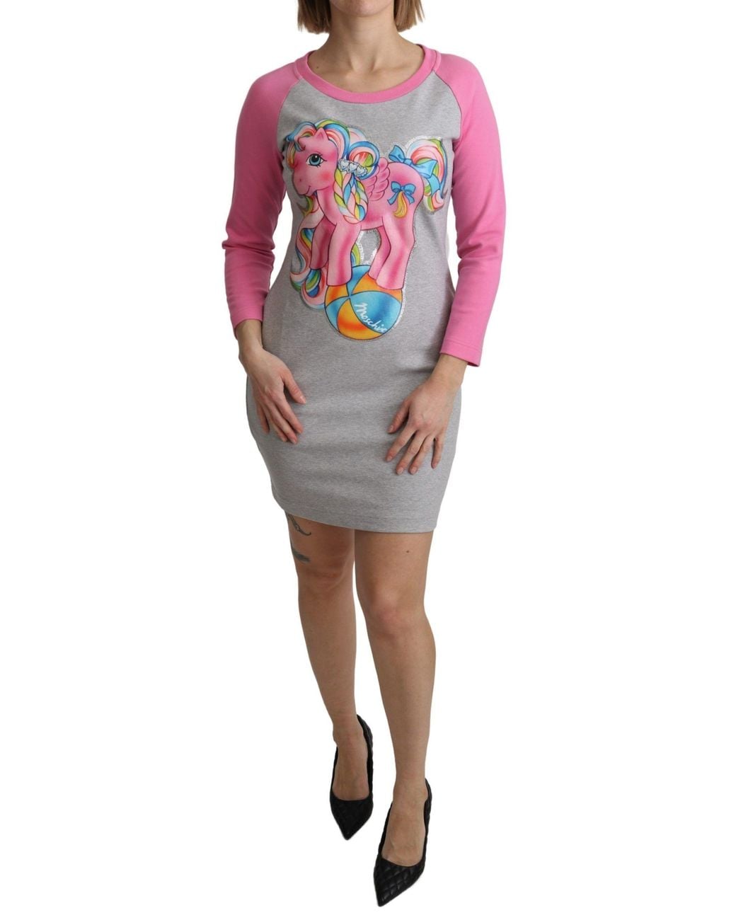Moschino Black My Little Pony Top Sweater Dress Cotton