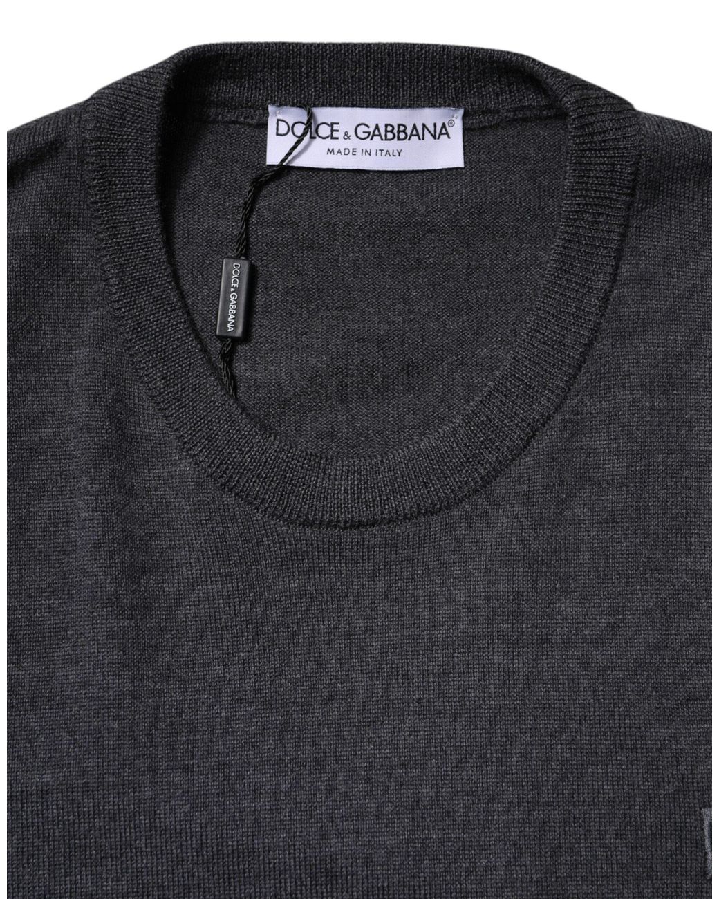 Dolce & Gabbana Blue Merino Wool Crew Neck Sweater for men