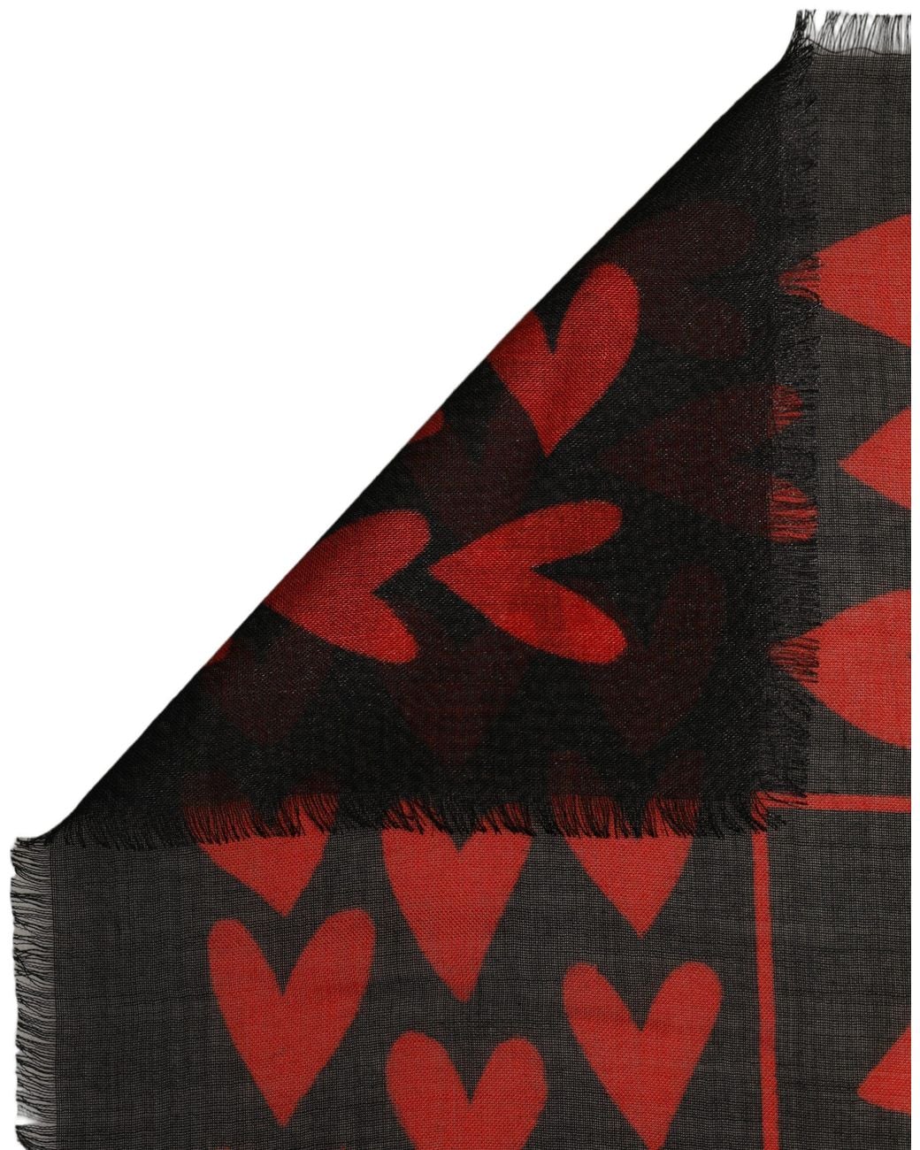 Dolce & Gabbana Red Cashmere Hearts Print Stole Scarf