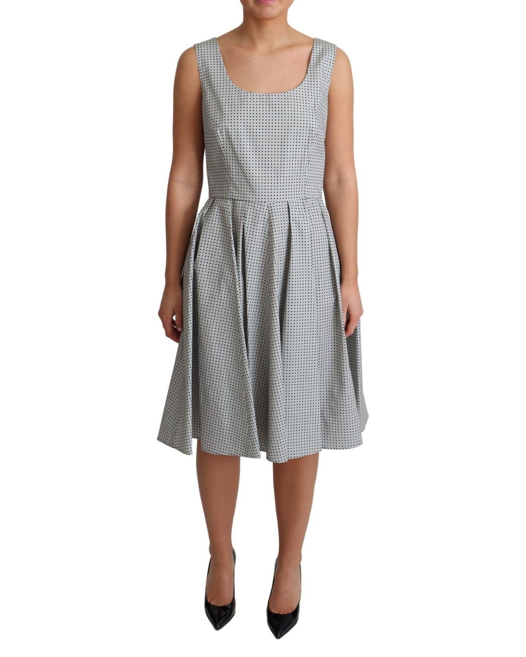 Dolce & Gabbana Black Polka Dotted Cotton A-Line Dress