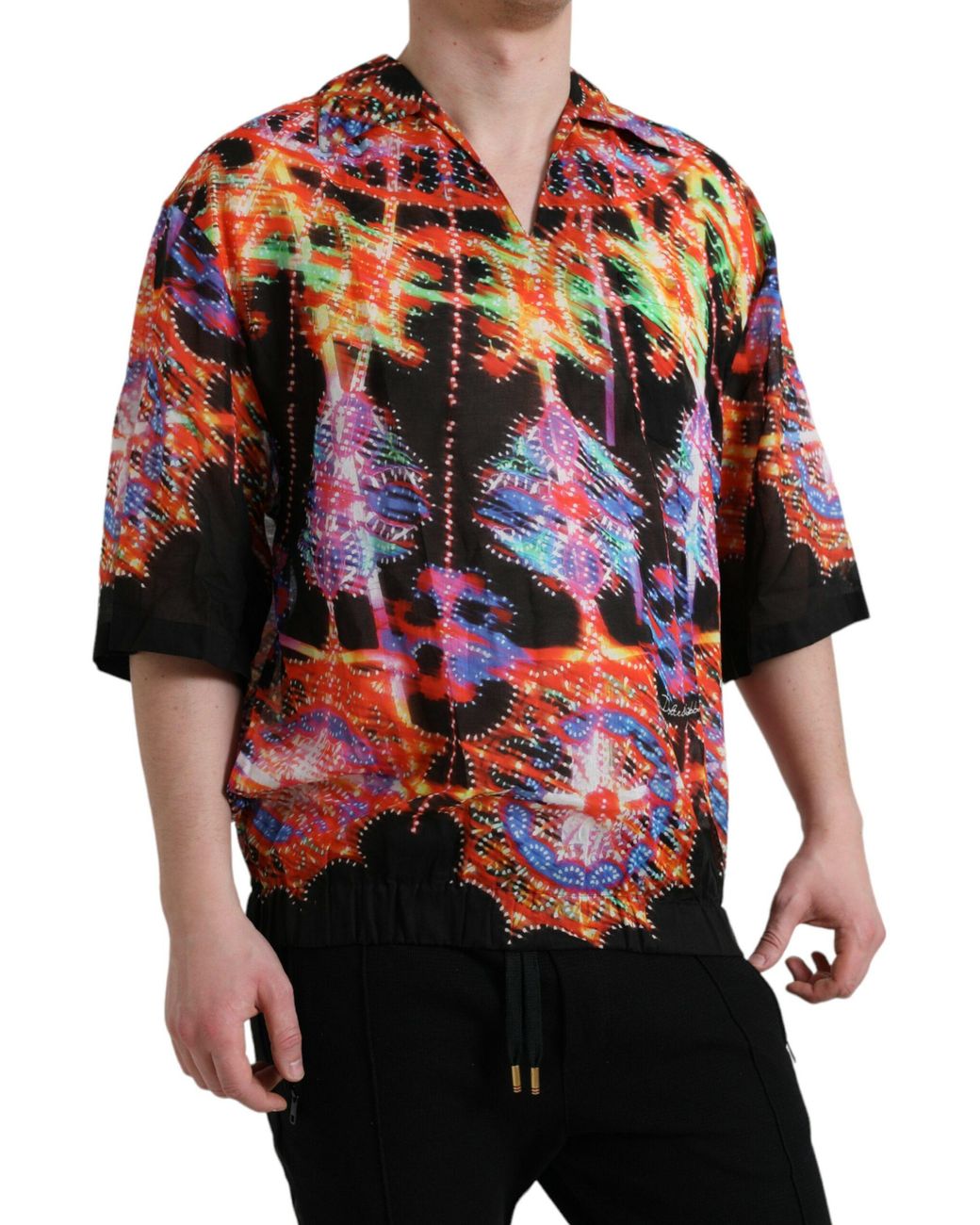Dolce & Gabbana Red Luminarie Print Cotton T-Shirt for men