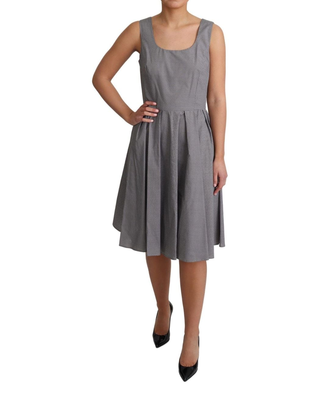 Dolce & Gabbana Black Geometric Cotton A-Line Dress