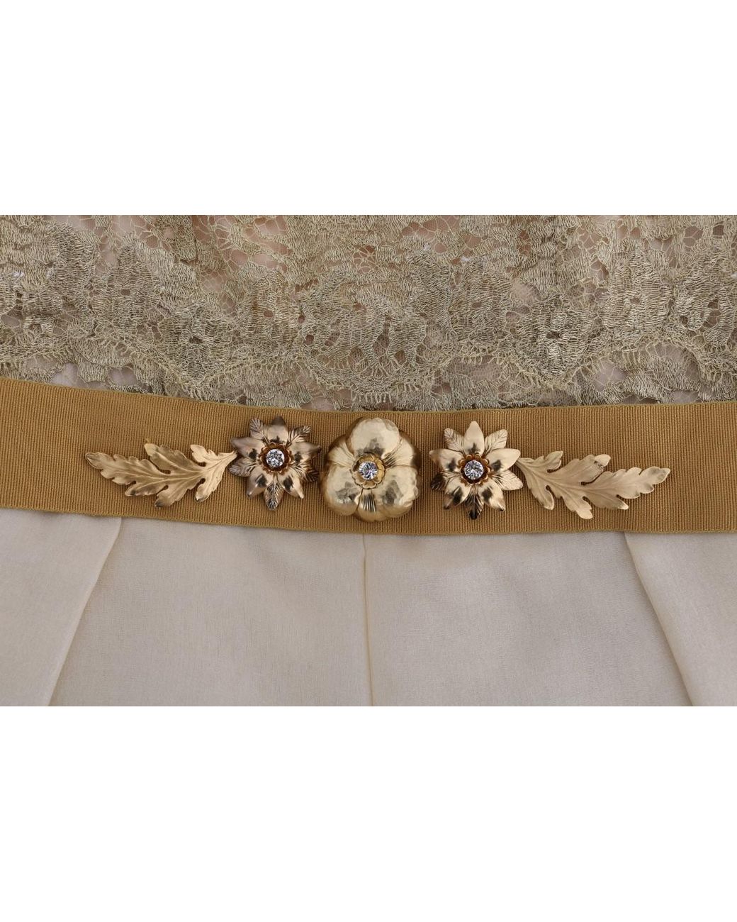Dolce & Gabbana Multicolor Gold Silk Crystal Embellished Dress