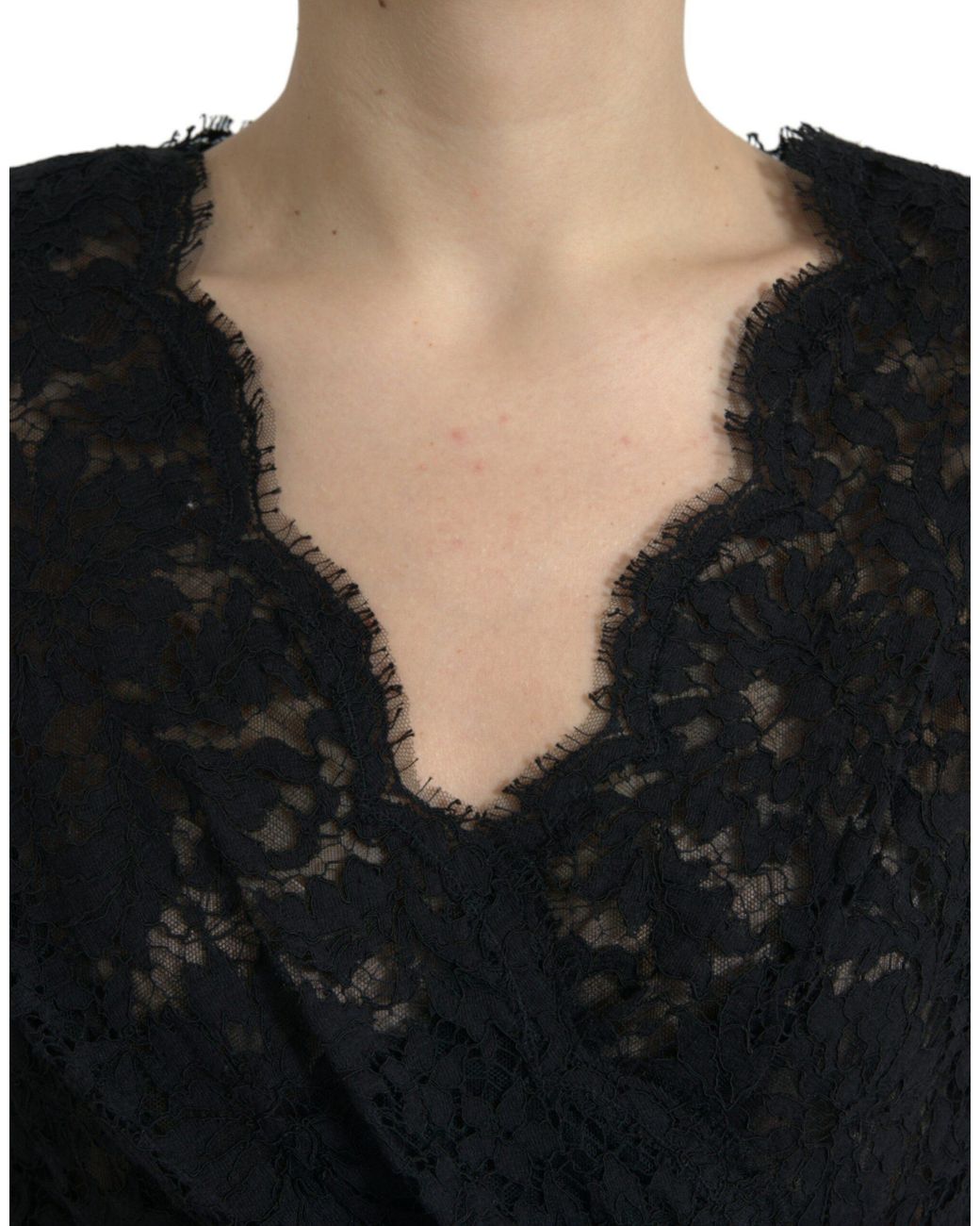 Dolce & Gabbana Black Bodycon Lace Cotton Sheath Mini Dress