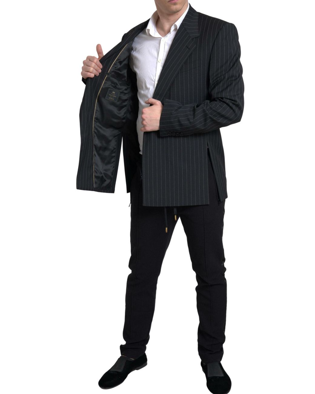 Dolce & Gabbana Blue Stripe Single Breasted Sicilia Blazer for men