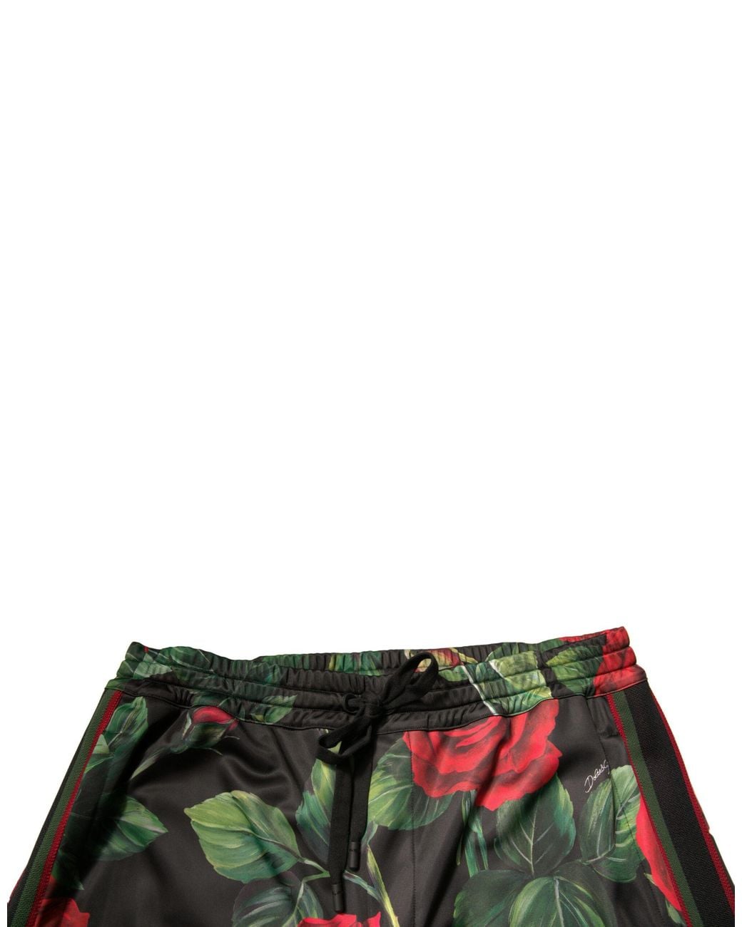 Dolce & Gabbana Black Floral Polyester Jogger Sweatmen's Pants for men