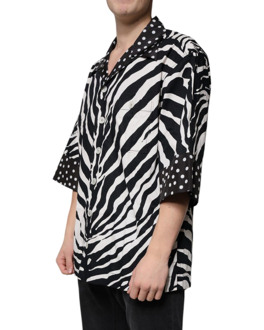 Dolce & Gabbana Black Zebra Button Down Oversize Shirt for men