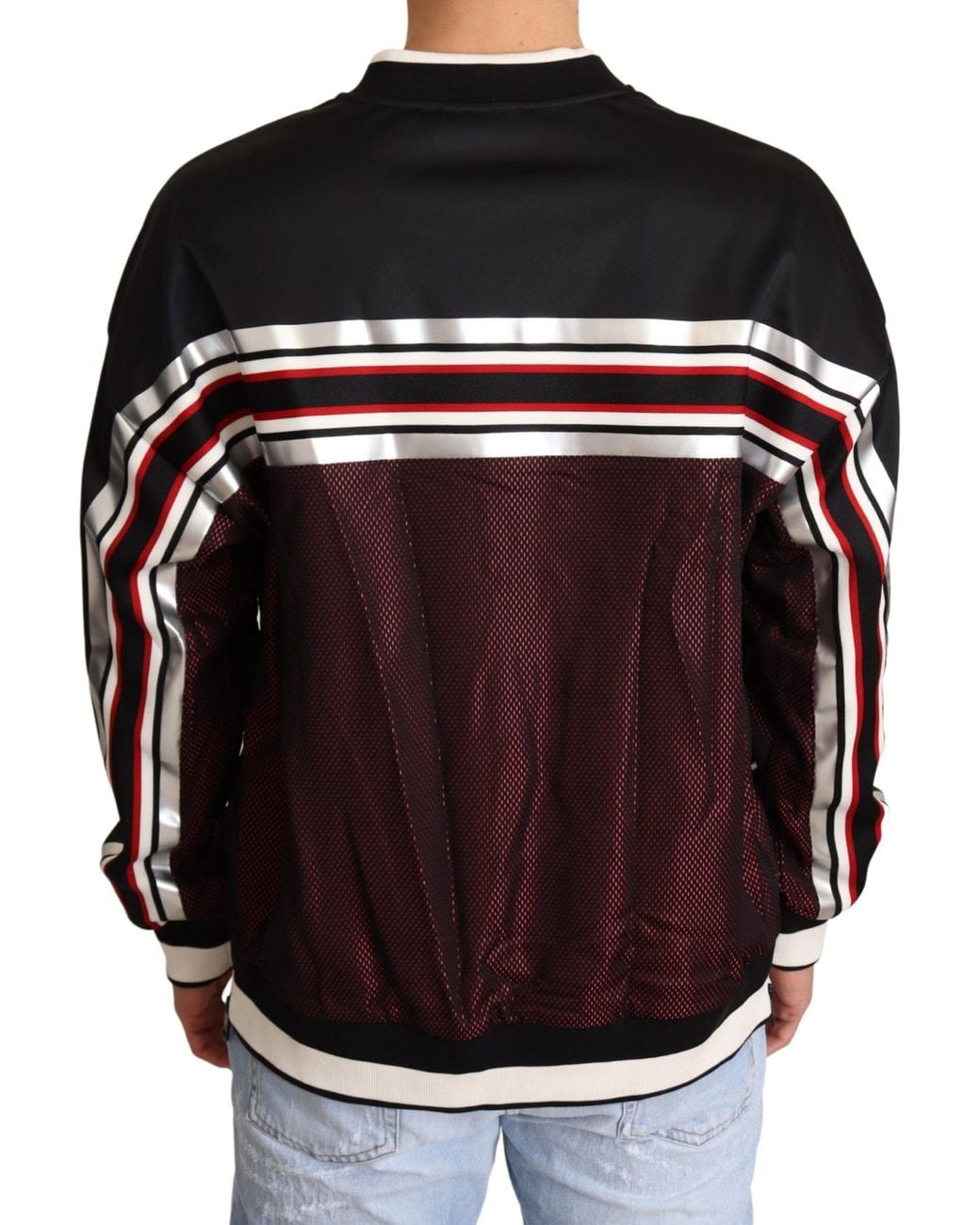 Dolce & Gabbana Black Mesh Sport Pullover Crewneck Sweater for men