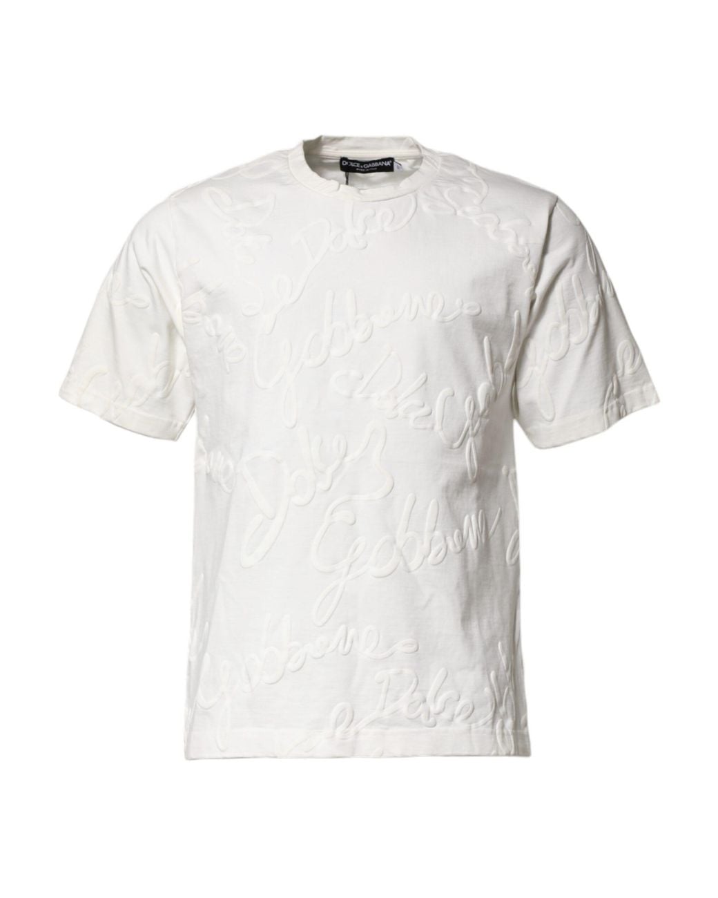 Dolce & Gabbana White Embossed Logo Short Sleeve Tee for men