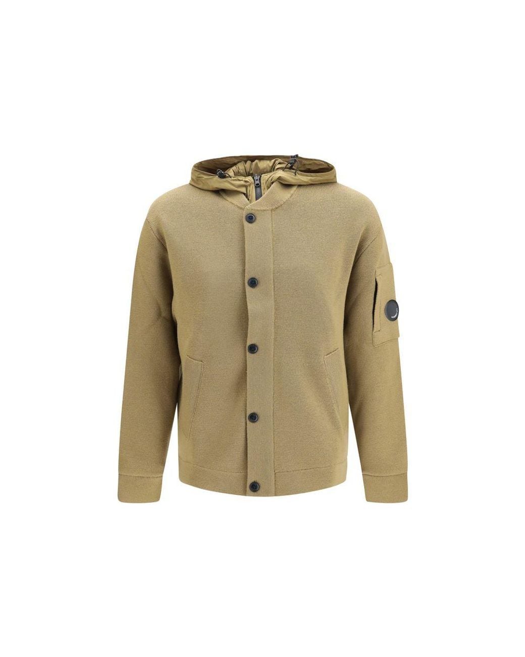 C P Company Green Beige Wool Oves Aries Cardigan for men