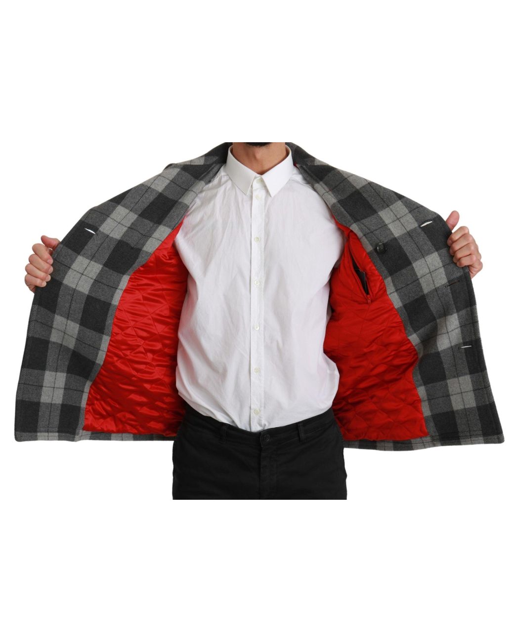 Dolce & Gabbana Gray Check Wool Cashmere Coat Jacket Clothing for men