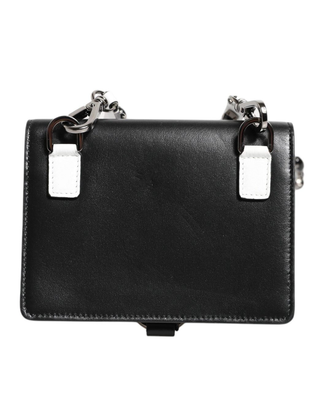 Dolce & Gabbana White Leather Crystal Embellished Card Holder Wallet