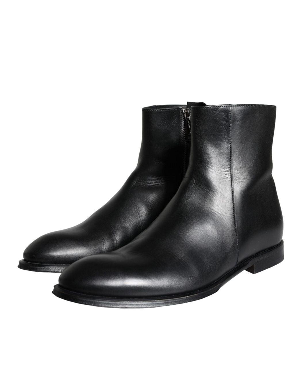 Dolce & Gabbana Black Calf Leather Ankle Boots Shoes for men