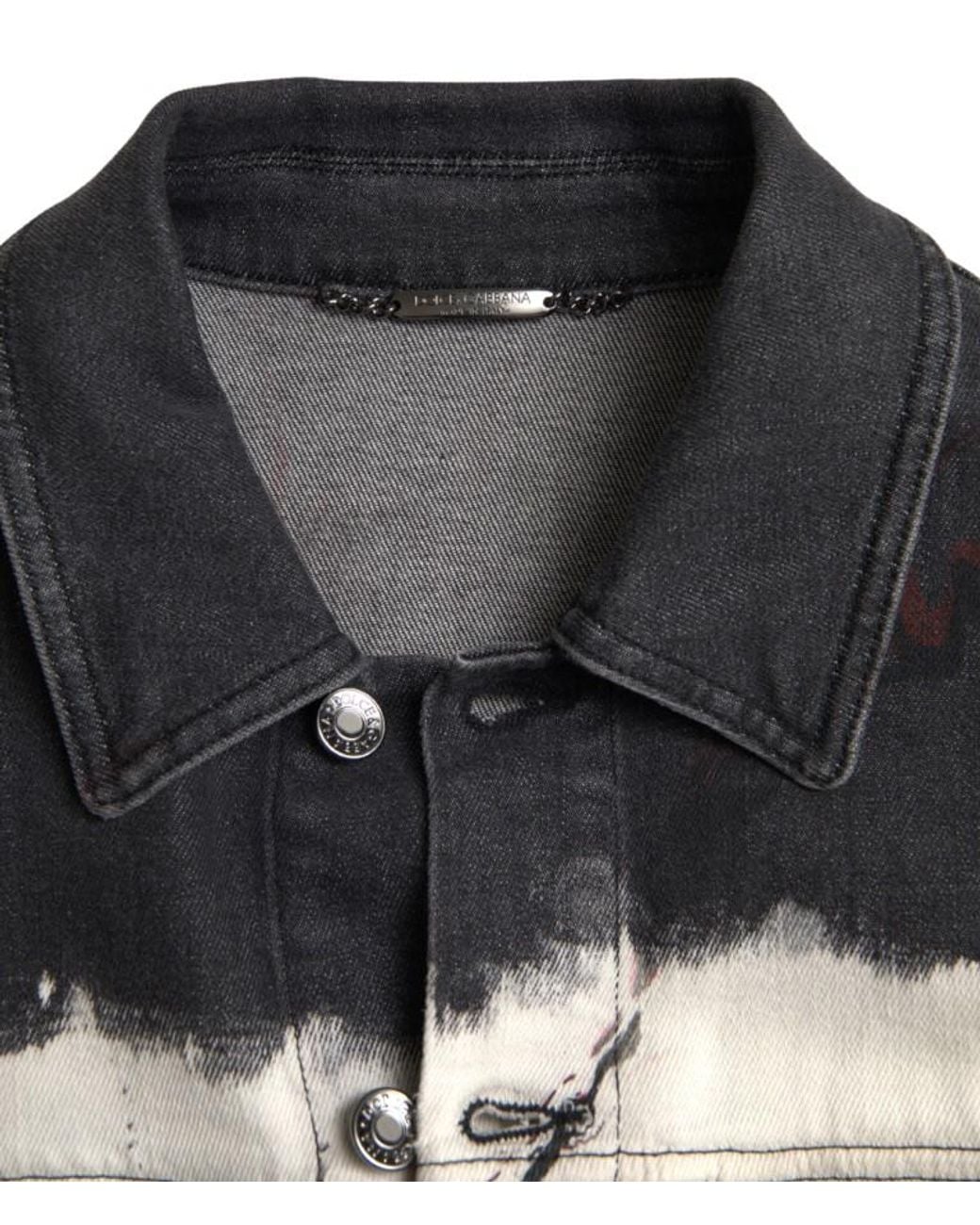 Dolce & Gabbana Black Cotton Collared Denim Jacket for men
