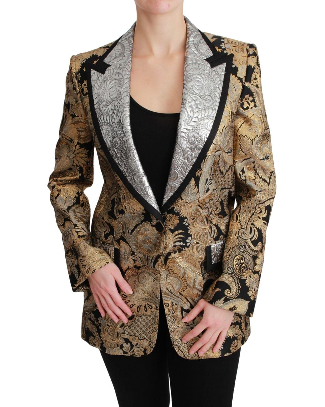 Dolce & Gabbana Metallic Jacquard Blazer Jacket Nylon Clothing