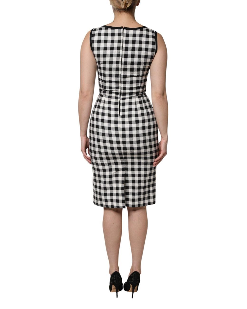 Dolce & Gabbana White Gingham Check Sheath Dress