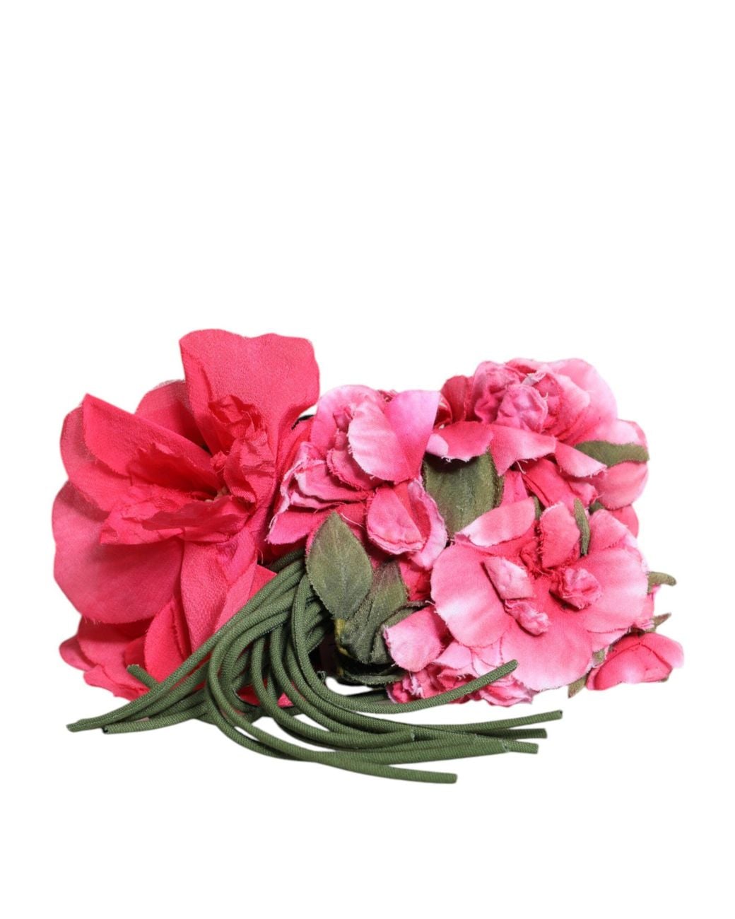 Dolce & Gabbana Pink Floral Applique Detail Tie Belt Nylon