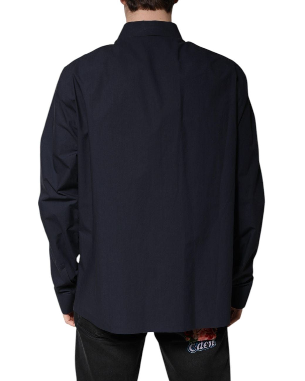 Dolce & Gabbana Blue Dark Cotton Long Sleeve Shirt for men