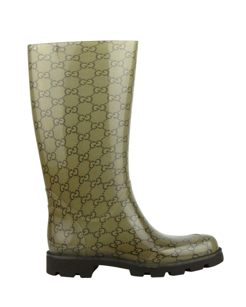 Gucci Green Ssima Pattern Rubber Rain Boots