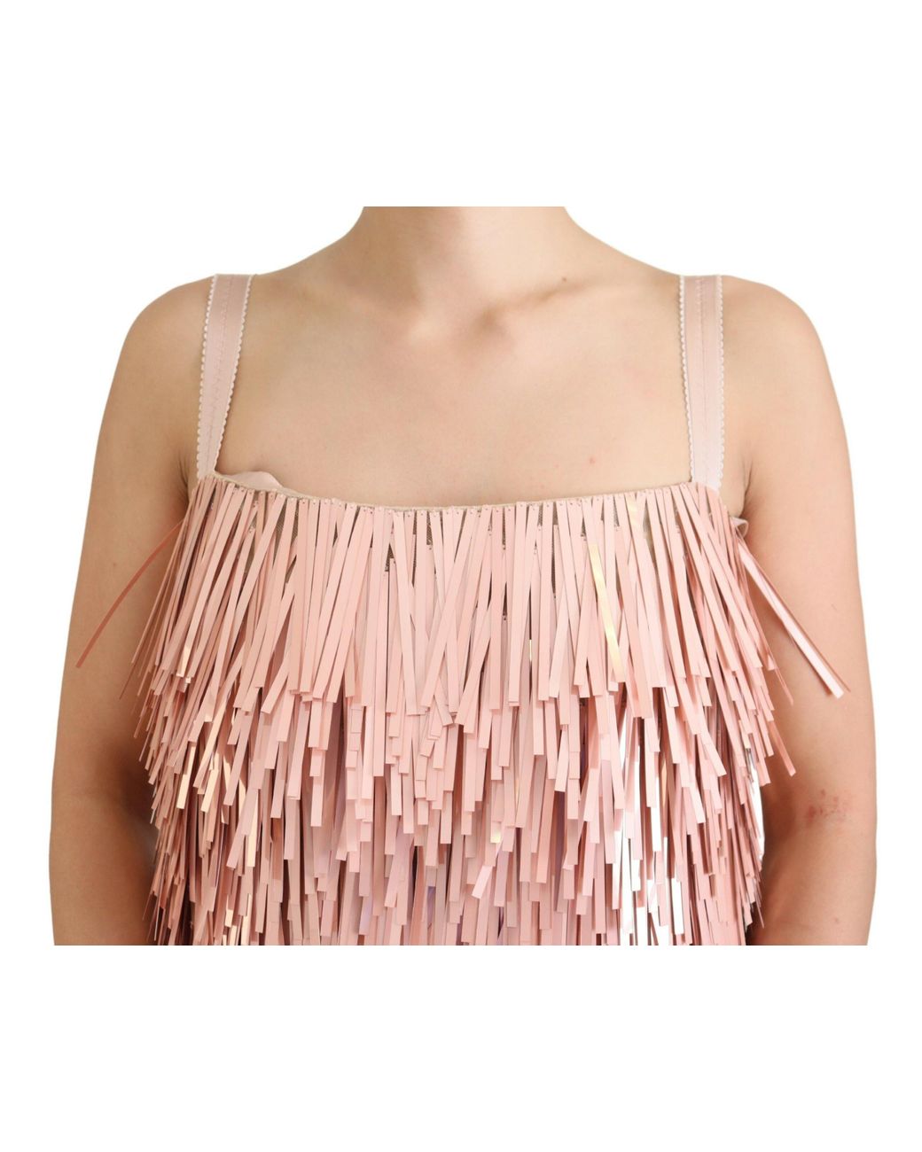 Dolce & Gabbana Pink Tinsel Sleeveless Shift A-Line Dress