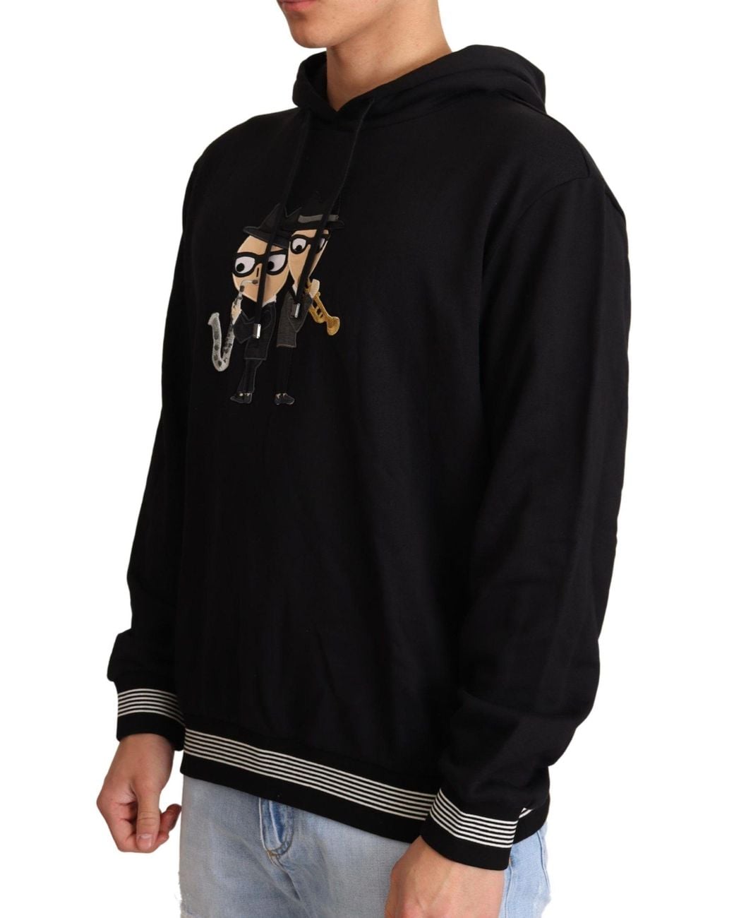 Dolce & Gabbana Black Elegant Embroidered Cotton Sweater for men