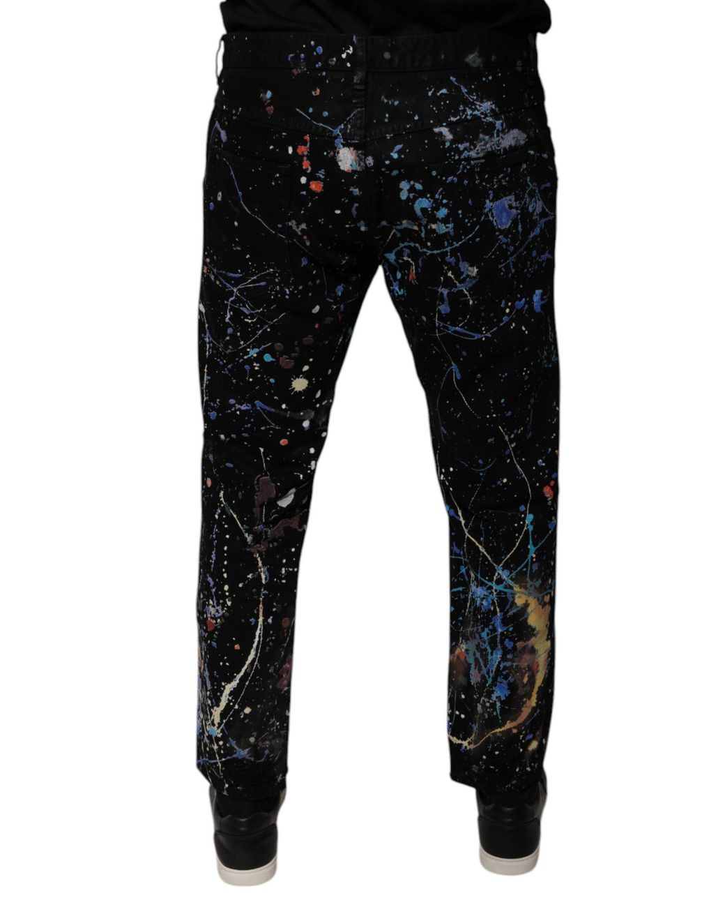 Dolce & Gabbana Black Color Splash Cotton Skinny Denim Jeans for men