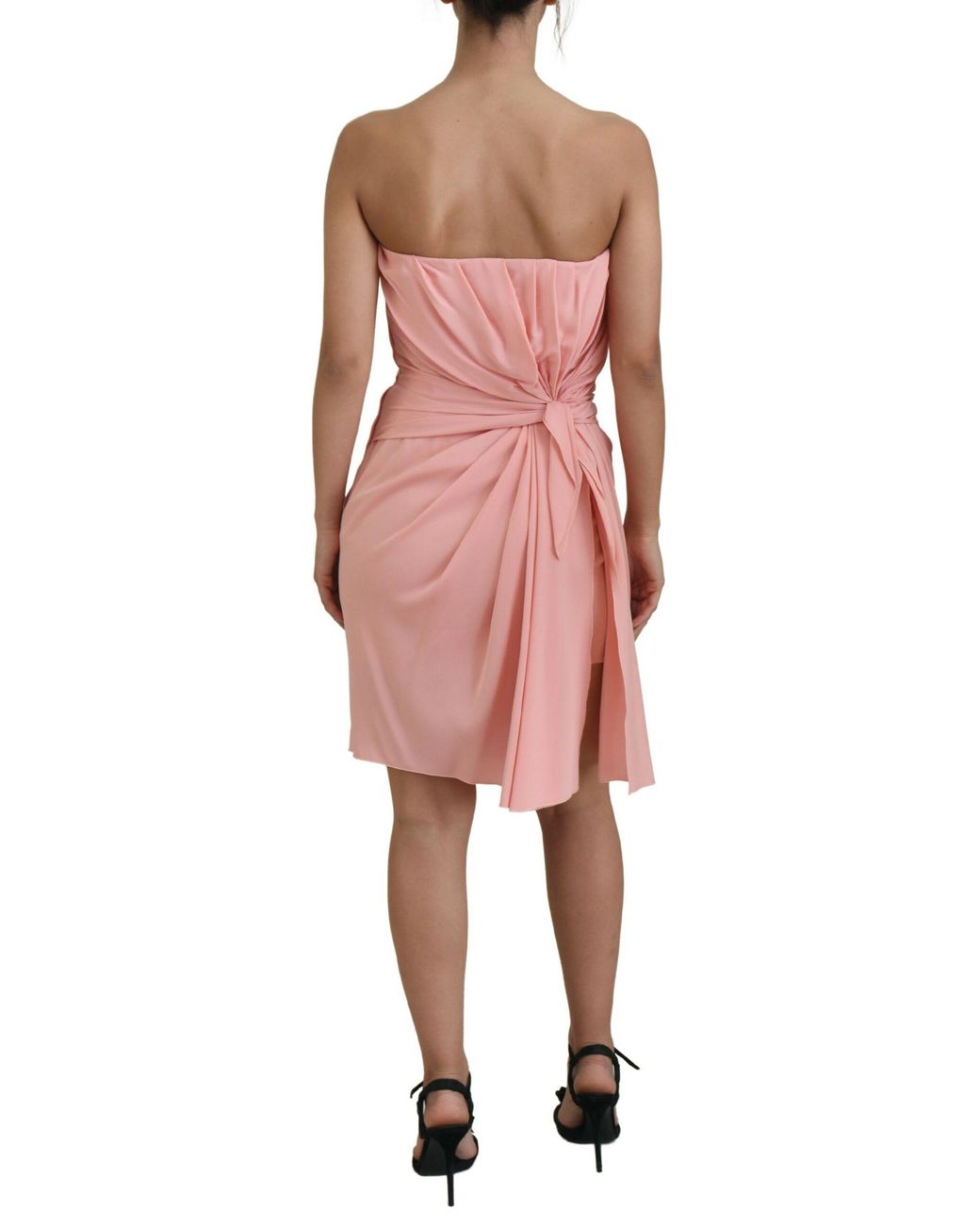 Dolce & Gabbana Pink Silk Stretch Strapless Sheath Dress