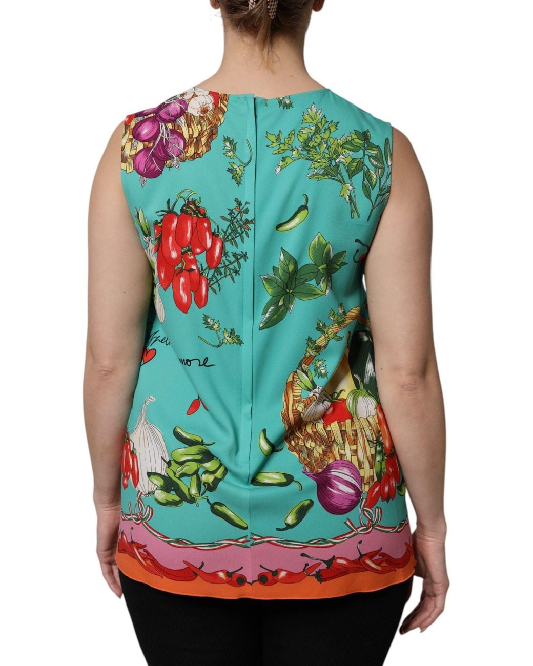 Dolce & Gabbana Green Floral Silk Sleeveless Tank Top