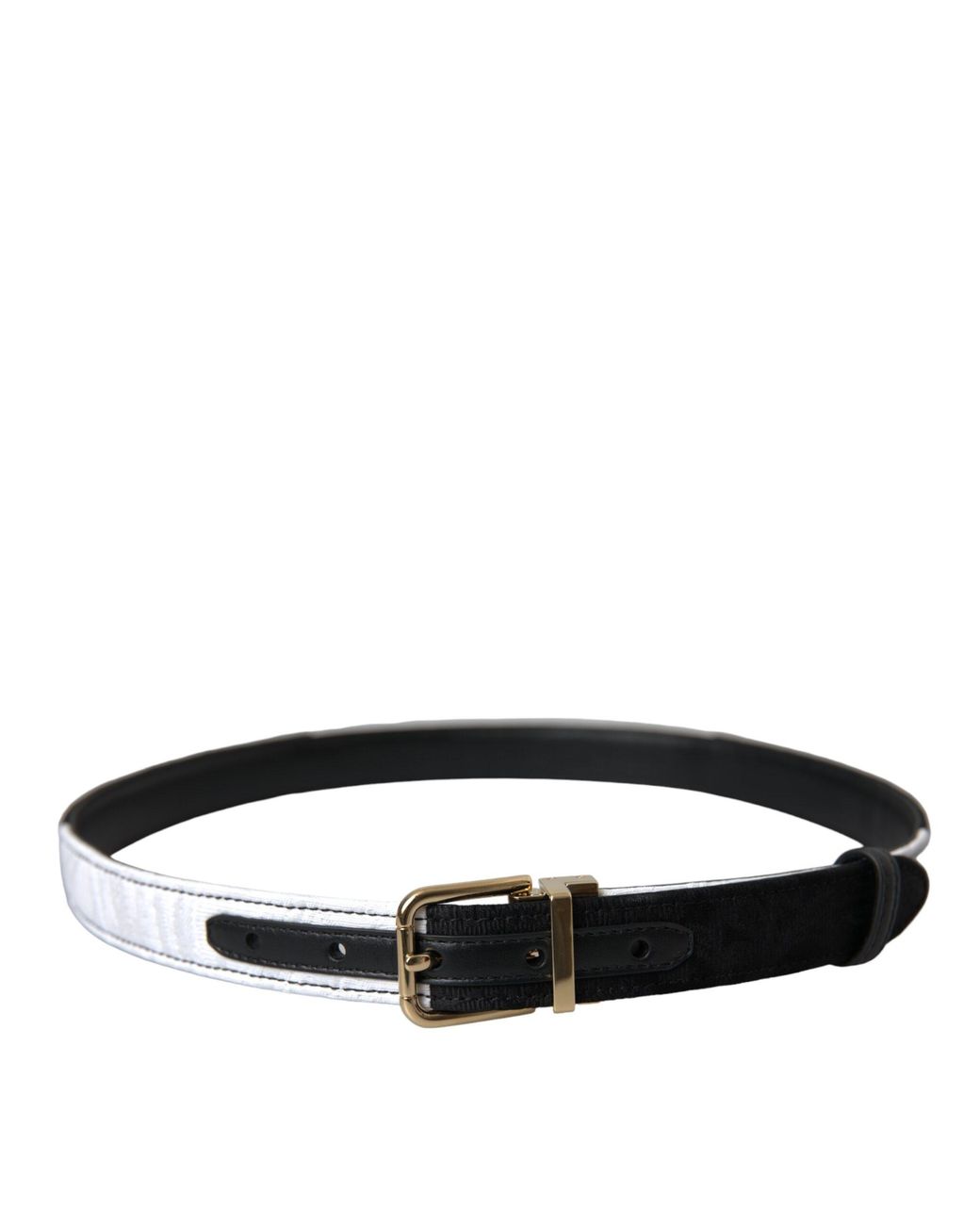 Dolce & Gabbana Black Patchwork Metal Buckle Belt