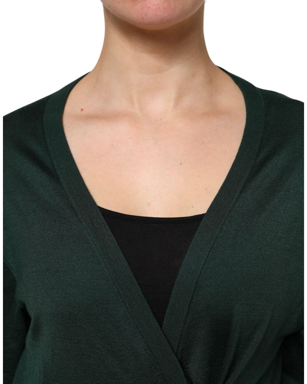Dolce & Gabbana Green Cashmere Silk Cardigan Sweater