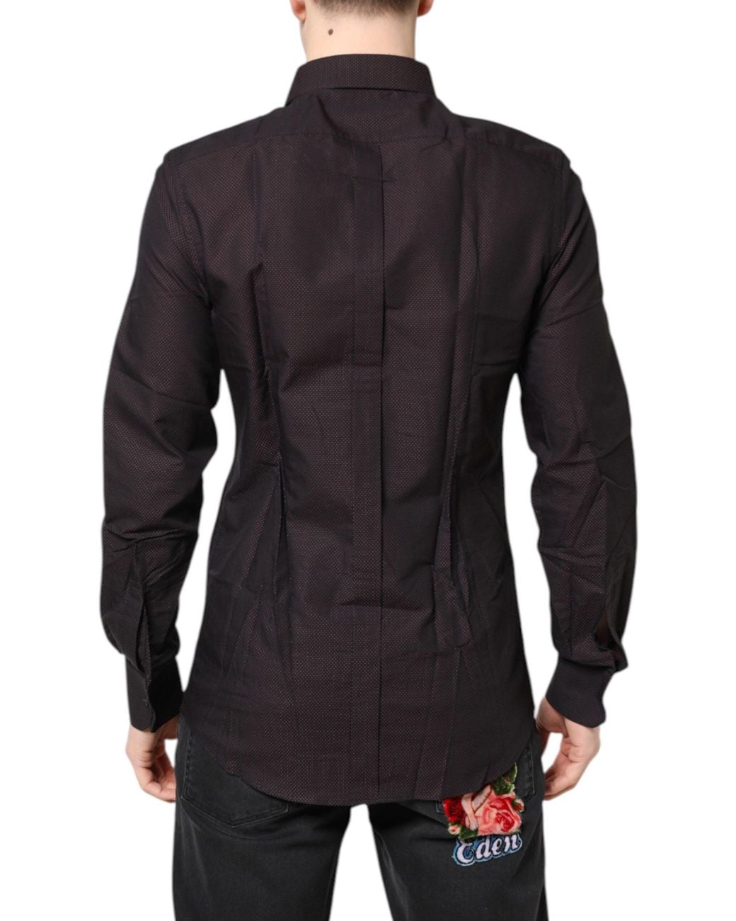 Dolce & Gabbana Black Jacquard Cotton Dress Shirt for men