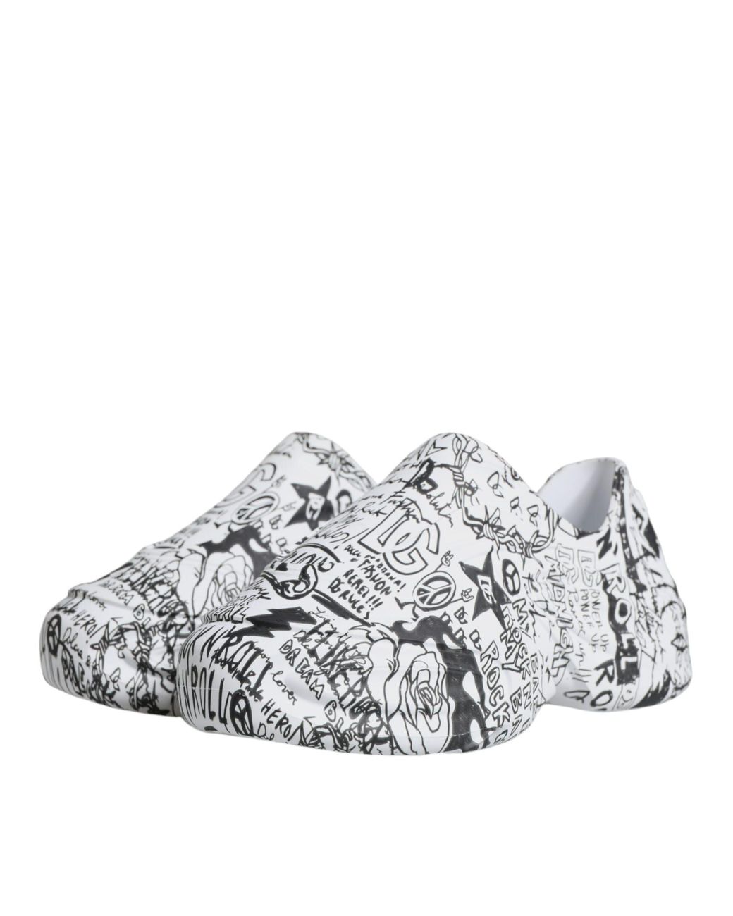 Dolce & Gabbana White Graffiti Daymaster Sneakers Shoes Calf Leather for men