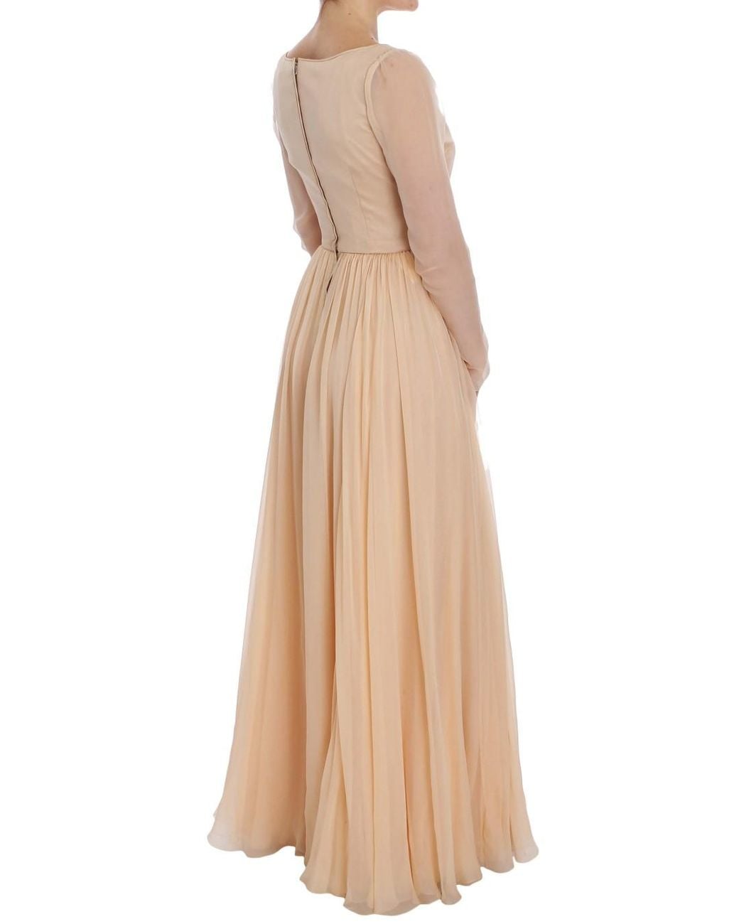 Dolce & Gabbana Natural Silk Ball Gown Full Length Dress